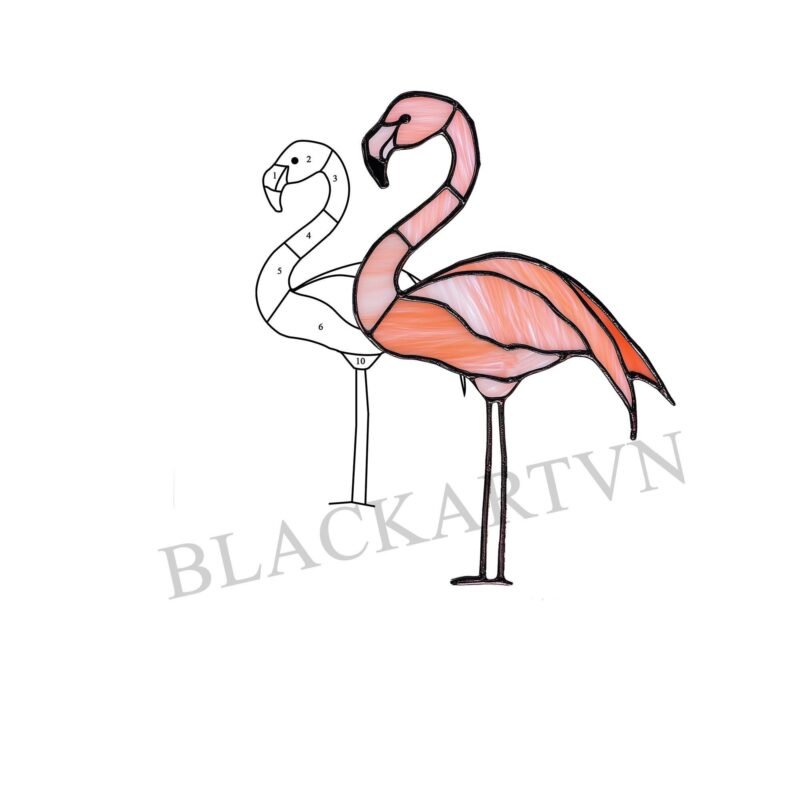 Digital Download  flamingo T01 Stained Glass Pattern, Modern Suncatcher, Diy Stained Glass,Easy art Hobby License Beginner to Intermediate