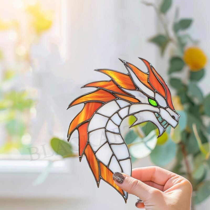 Digital Download Dragon Stained Glass Pattern T01 Stained Glass Pattern, Modern Suncatcher, Diy Stained Glass - Image 2