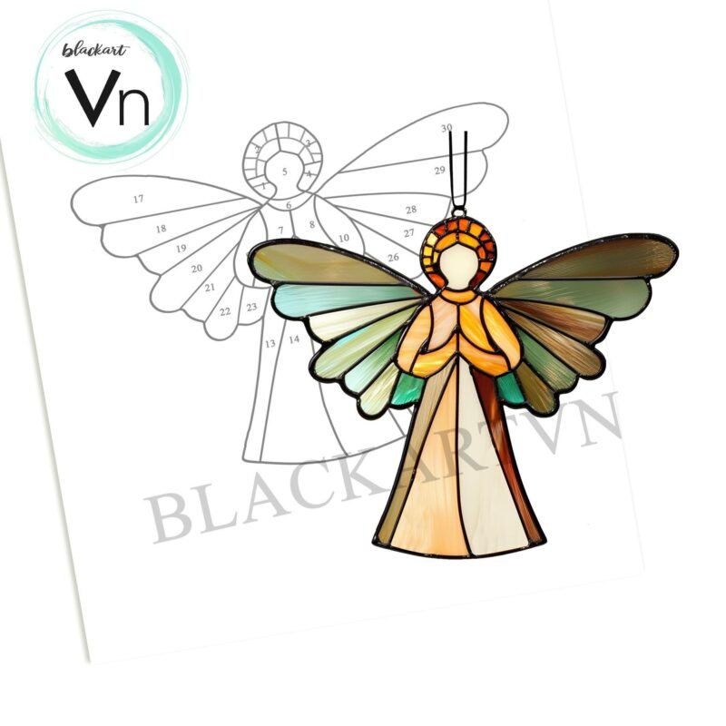 Digital Download Christmas Angel Ornament T03 Stained Glass Pattern   Stained Glass  , Modern Suncatcher, Diy Stained Glass - Image 4
