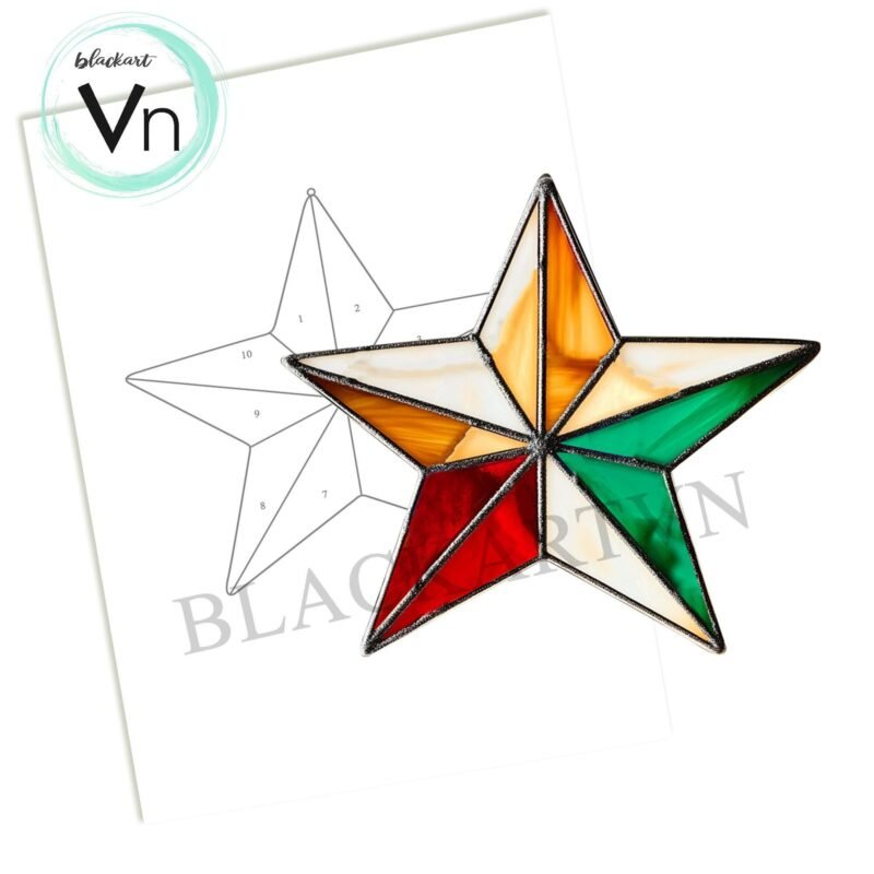 Digital Download Christmas star T01 Stained Glass  , Modern Suncatcher, Diy Stained Glass - Image 4