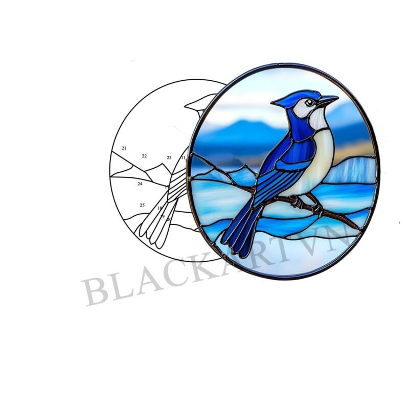 Digital Download blue jay T03,Stained Glass Pattern,Modern Suncatcher,Diy Stained Glass,Easy art Hobby License Beginner to Intermediate - Image 4