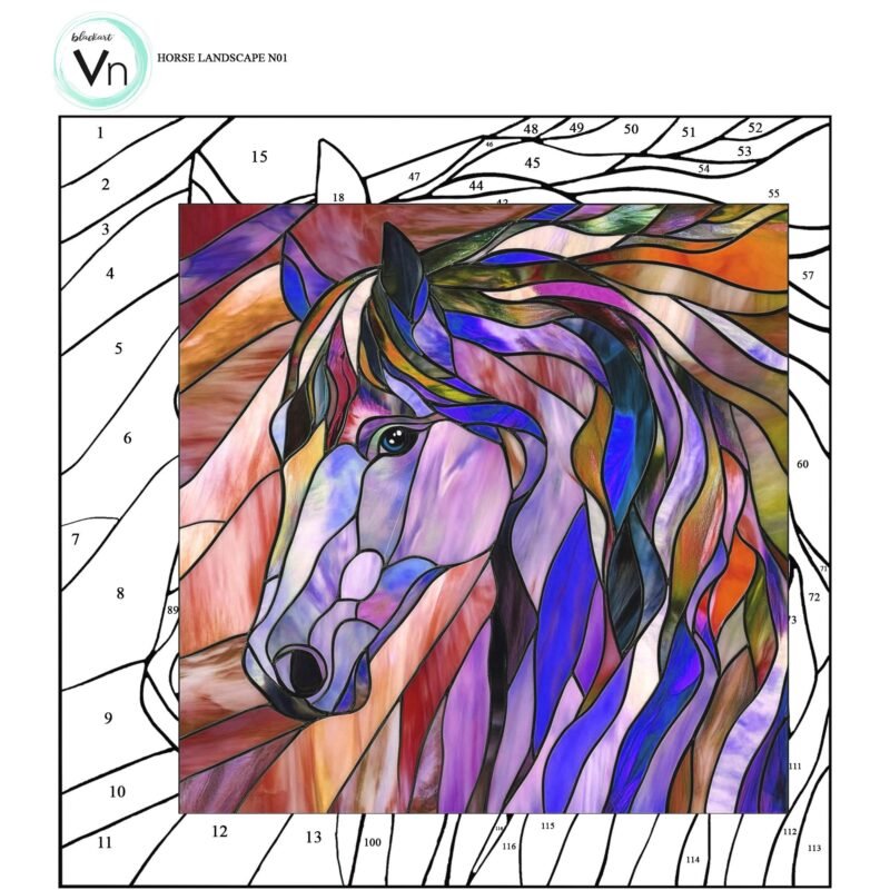 Digital Download Horse Landscape N01,Stained Glass Pattern, Modern Suncatcher, Diy ,Easy art Hobby License Beginner to Intermediate - Image 3