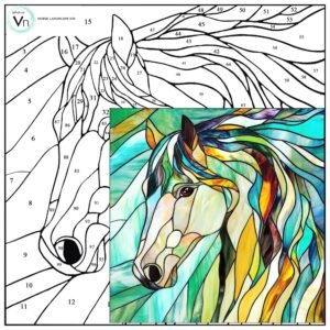 Digital Download Horse Landscape N01,Stained Glass Pattern, Modern Suncatcher, Diy ,Easy art Hobby License Beginner to Intermediate