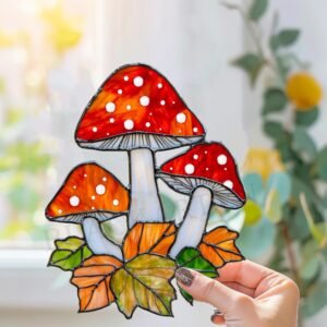 Digital Download Mushroom T05 Stained Glass Pattern, Modern Suncatcher, Diy Stained Glass