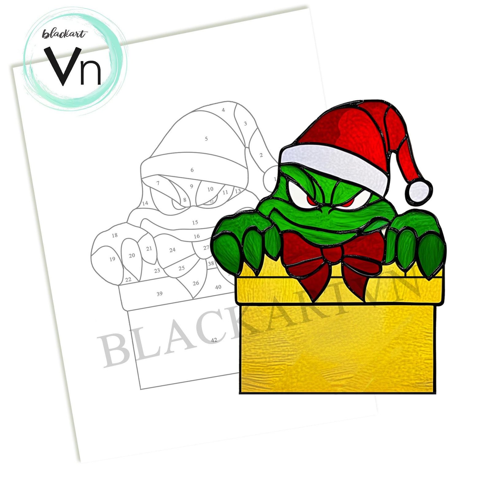 Digital Download Grinch T01 stained glass ornaments, DIY stained glass, Christmas Suncatcher patterns, grinch christmas patterns - Image 4