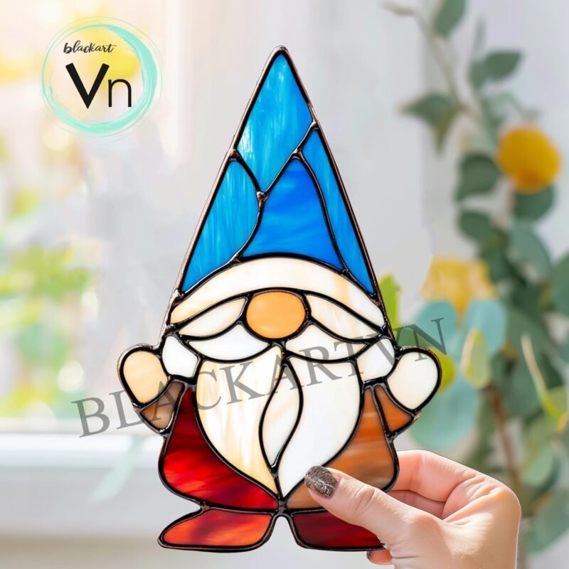 Digital Download Gnome Ornament  Stained Glass Pattern T03 Stained Glass  , Modern Suncatcher, Diy Stained Glass - Image 5