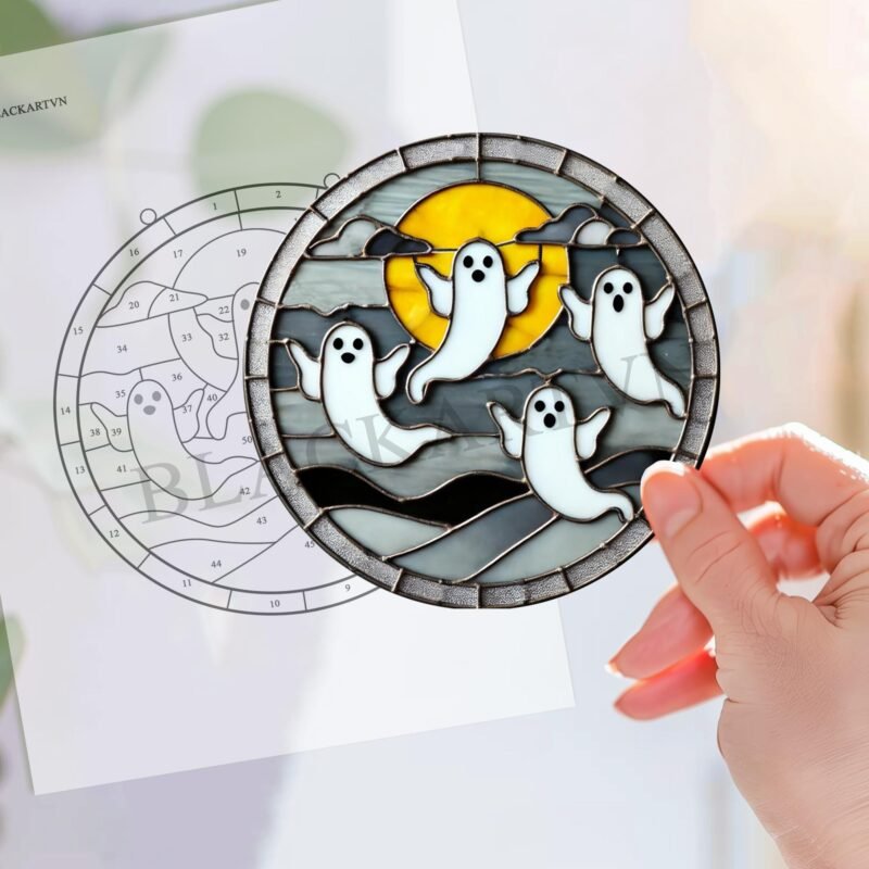 Digital Download Ghost Moon Glass T10,  Stained Glass Pattern Modern - Image 3