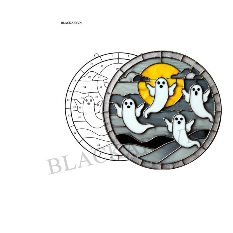 Digital Download Ghost Moon Glass T10,  Stained Glass Pattern Modern - Image 4