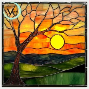 Digital Download Mountain Autumn landscape T01,Stained Glass Pattern, Modern Suncatcher, Diy , Stained Glass Windows , Christmas.