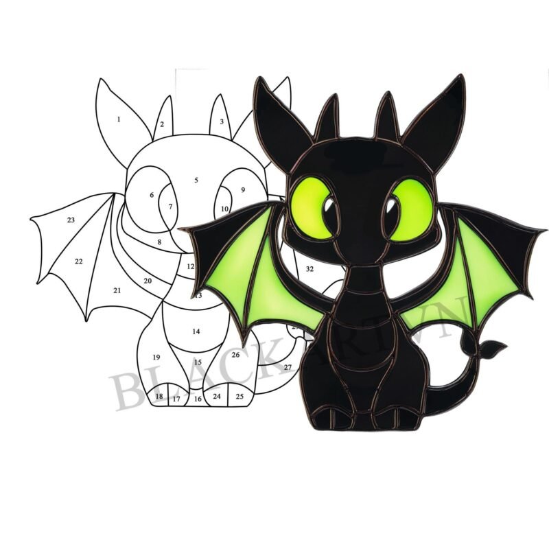 Digital Download Dragon Stained Glass Pattern T05 Stained Glass Pattern, Modern Suncatcher, Diy Stained Glass - Image 3