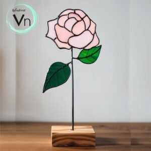 Digital Download Rose T02 Stained Glass Pattern, Modern Suncatcher, Diy Stained Glass