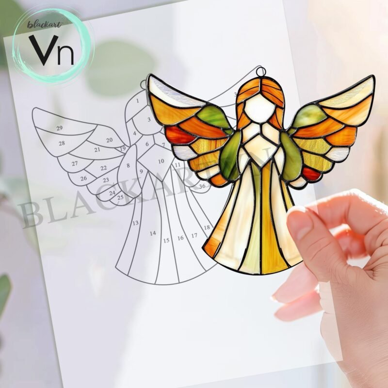 Digital Download Christmas Angel Ornament T01 Stained Glass Pattern   Stained Glass  , Modern Suncatcher, Diy Stained Glass - Image 3