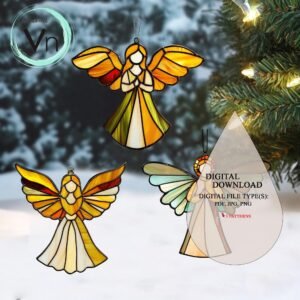 Digital Download Christmas 3 Pattern Angel T39 Stained Glass Pattern   Stained Glass  , Modern Suncatcher, Diy Stained Glass