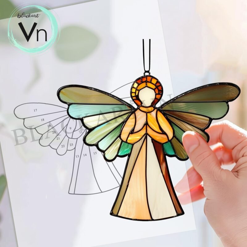 Digital Download Christmas Angel Ornament T03 Stained Glass Pattern   Stained Glass  , Modern Suncatcher, Diy Stained Glass - Image 3