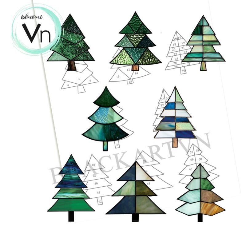 Digital Download Christmas pine  tree T02 Stained Glass  , Modern Suncatcher, Diy Stained Glass - Image 2