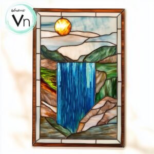 Digital Download Waterfall in the middle of the forest T01,Stained Glass Pattern, Modern Suncatcher, Diy , Stained Glass Windows ,Christmas.