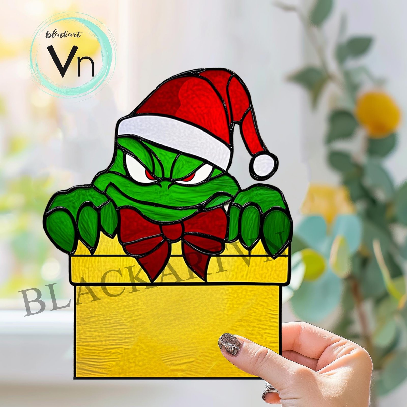 Digital Download Grinch T01 stained glass ornaments, DIY stained glass, Christmas Suncatcher patterns, grinch christmas patterns - Image 2