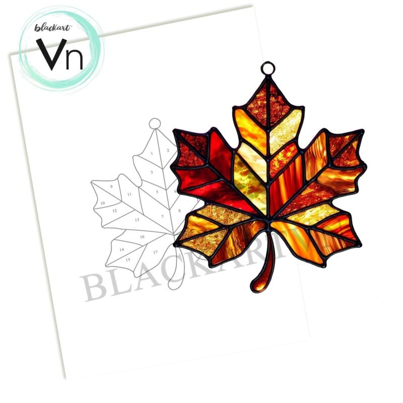 Digital Download maple leaf T01 Stained Glass Pattern, Modern Suncatcher, Diy Stained Glass - Image 4