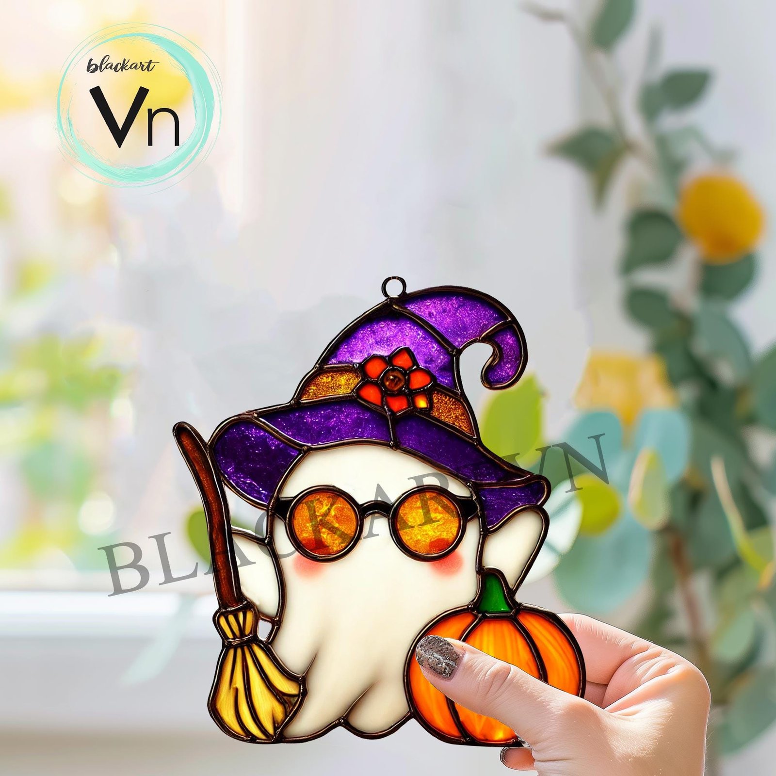 Digital Download Halloween Ghost T05, Stained Glass Pattern Modern Suncatcher Diy Easy art Hobby License Beginner - Image 2