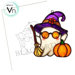 Digital Download Halloween Ghost T05,  Stained Glass Pattern Modern Suncatcher Diy Easy art Hobby License Beginner