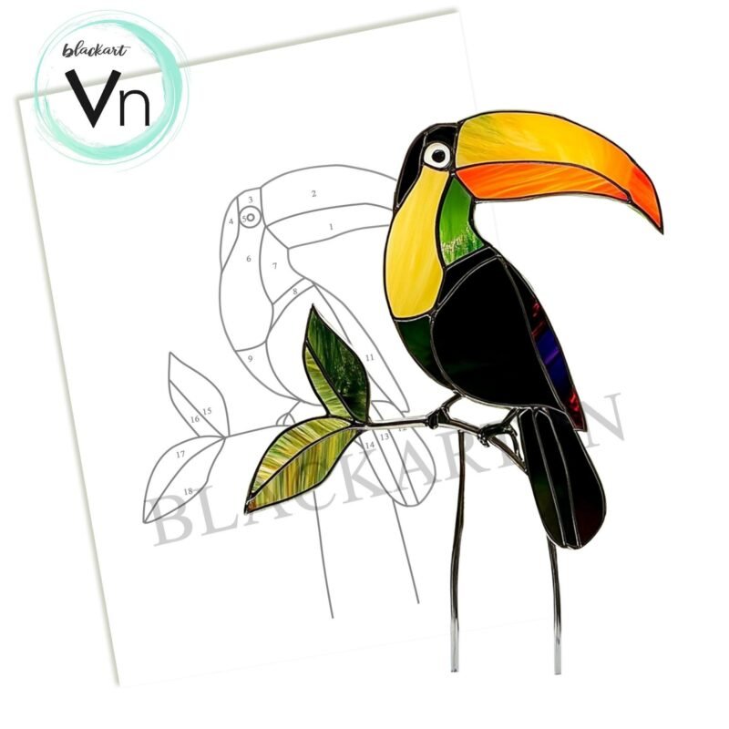 Digital Download Cardinal toucan T03 ,Stained Glass Pattern,Modern Suncatcher,Diy Stained Glass - Image 4