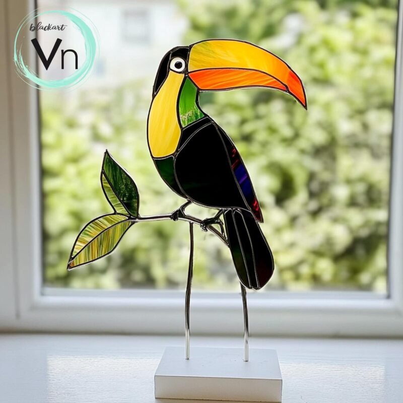 Digital Download Cardinal toucan T03 ,Stained Glass Pattern,Modern Suncatcher,Diy Stained Glass