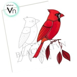 Digital Download Cardinal bird-T09,Stained Glass Pattern,Modern Suncatcher,Diy Stained Glass,Easy art Hobby License Beginner to Intermediate