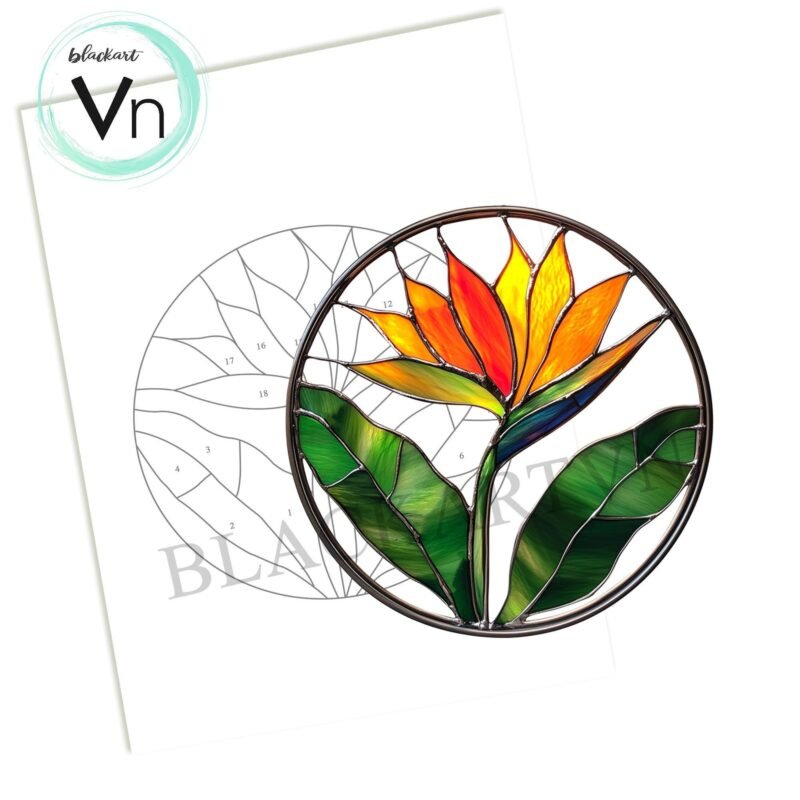 Digital Download Bird of paradise flower T01 Stained Glass Pattern, Modern Suncatcher, Diy Stained Glass - Image 3