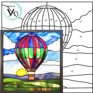 Digital Download Hot Air Balloon  T05 ,Stained Glass Pattern, Modern Suncatcher, Diy , Stained Glass Windows , Christmas.