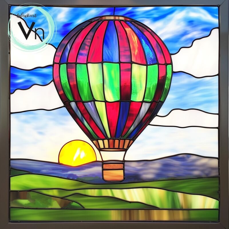 Digital Download Hot Air Balloon  T05 ,Stained Glass Pattern, Modern Suncatcher, Diy , Stained Glass Windows , Christmas. - Image 2