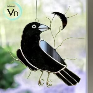 Digital Download Crow T01 ,  Stained Glass Pattern Modern Suncatcher Diy Easy art Hobby License Beginner to Intermediate stain glass