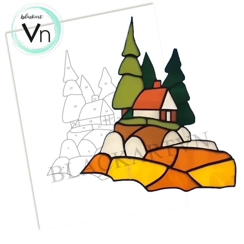 Digital Download Mountain Hill Landscape Image T05,Stained Glass Pattern, Modern Suncatcher, Diy , Stained Glass Windows , Christmas. - Image 4
