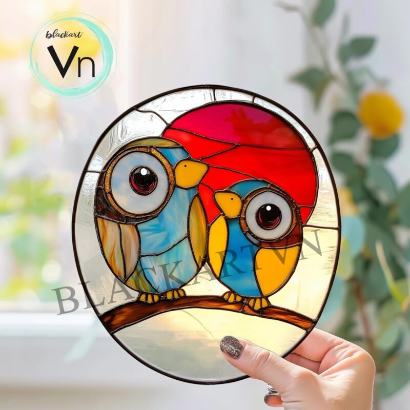 Digital Download two cute birds T01, Stained Glass Pattern Modern Suncatcher Diy Easy art Hobby License Beginner to Intermediate stain glass - Image 2