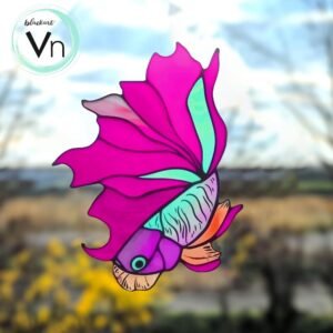 Digital Download Betta fish T01 Stained Glass Pattern, Modern Suncatcher, Diy Stained Glass,Easy art Hobby License Beginner to Intermediate