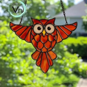 Digital Download Golden Owl Stained Glass T01, Stained Glass Pattern Modern Suncatcher Diy Easy art Hobby