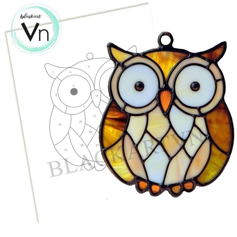 Digital Download Chubby Owl T01, Stained Glass Pattern Modern Suncatcher Diy Easy art Hobby License Beginner to Intermediate stain glass - Image 4