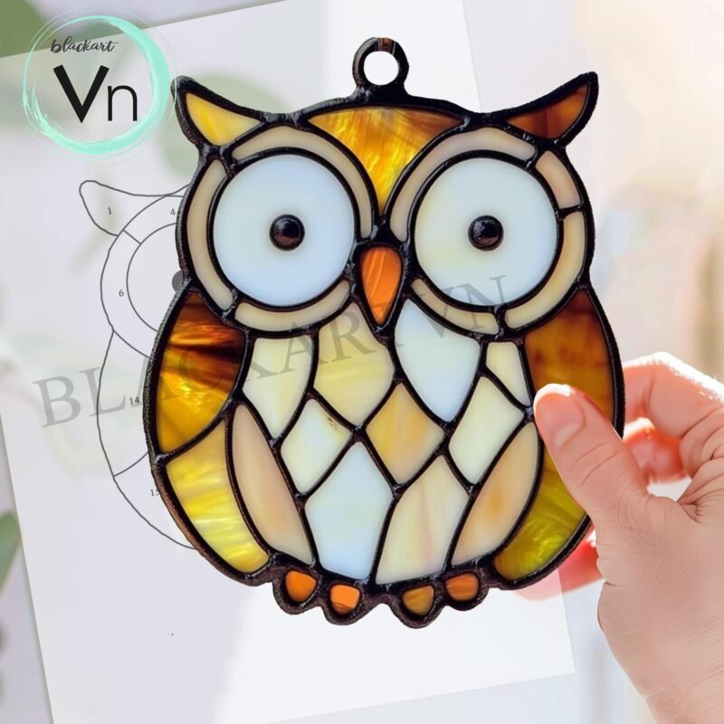 Digital Download Chubby Owl T01, Stained Glass Pattern Modern Suncatcher Diy Easy art Hobby License Beginner to Intermediate stain glass - Image 3