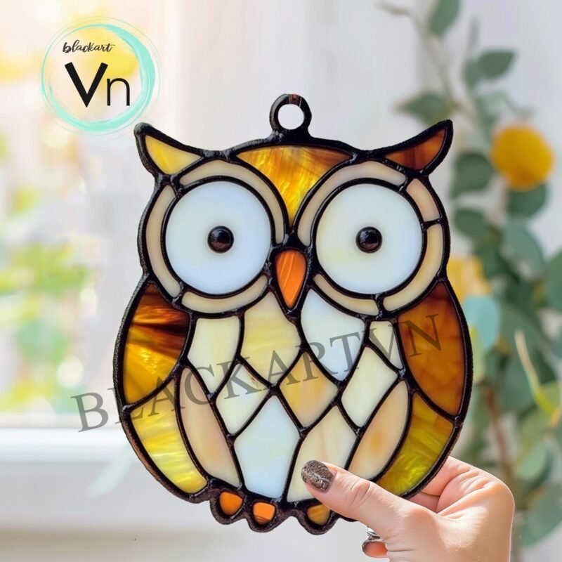 Digital Download Chubby Owl T01, Stained Glass Pattern Modern Suncatcher Diy Easy art Hobby License Beginner to Intermediate stain glass - Image 2