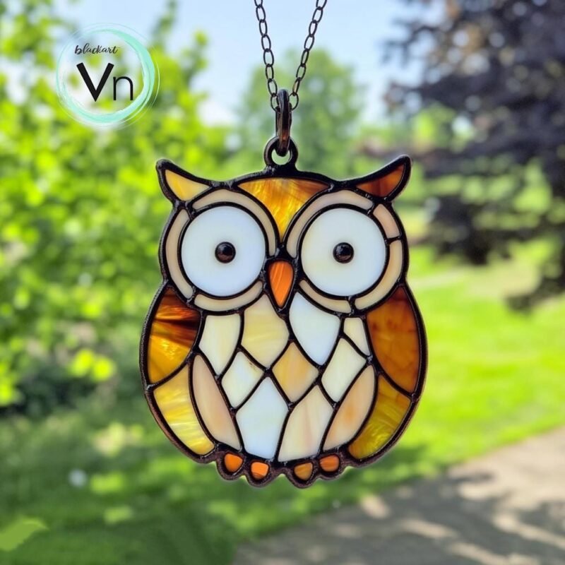 Digital Download Chubby Owl T01, Stained Glass Pattern Modern Suncatcher Diy Easy art Hobby License Beginner to Intermediate stain glass