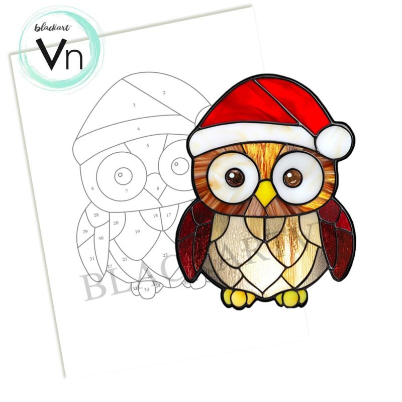 Digital Download Humming OWL T03,  Stained Glass Pattern Modern Suncatcher Diy Easy art Hobby License Beginner to Intermediate stain glass - Image 4