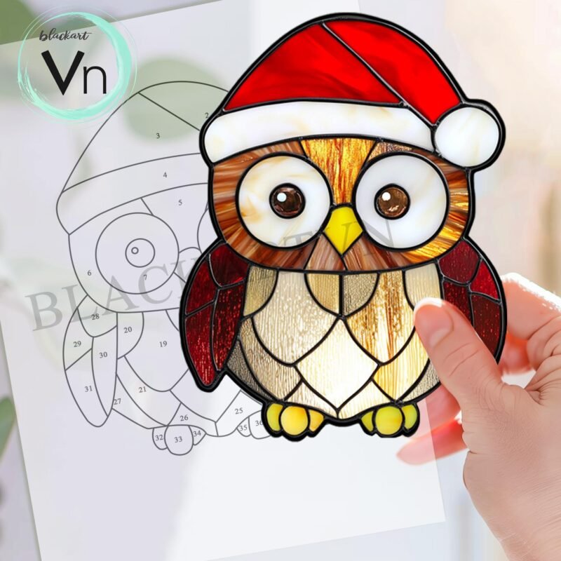 Digital Download Humming OWL T03,  Stained Glass Pattern Modern Suncatcher Diy Easy art Hobby License Beginner to Intermediate stain glass - Image 3