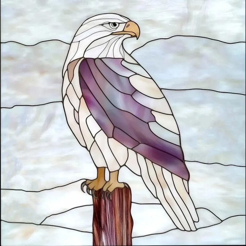 Digital Download Bald Eagle N03, Stained Glass Pattern,Modern Suncatcher,Diy Stained Glass,Easy art Hobby License Beginner to Intermediate