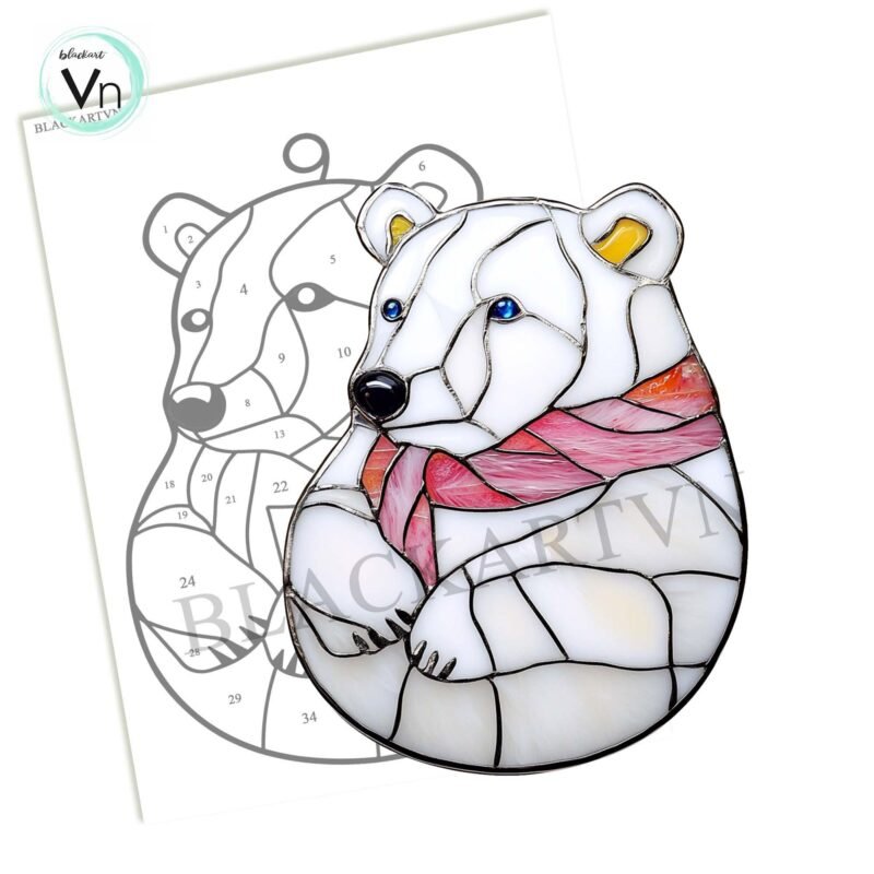 Digital Download Polar Bear N04 ,Stained Glass Pattern,Modern Suncatcher,Diy Stained Glass,Easy art Hobby License Beginner to Intermediate - Image 3