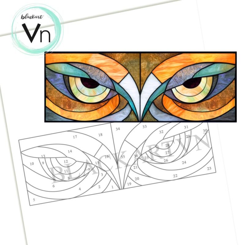 Digital Download  Owl Eyes Stained Glass Pattern T01, Modern Suncatcher Diy Easy art Hobby License Beginner to Intermediate stain glass