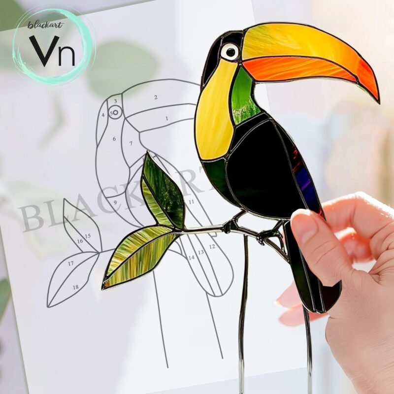 Digital Download Cardinal toucan T03 ,Stained Glass Pattern,Modern Suncatcher,Diy Stained Glass - Image 3