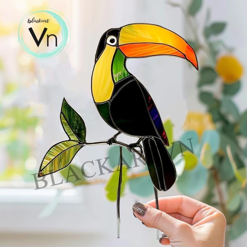 Digital Download Cardinal toucan T03 ,Stained Glass Pattern,Modern Suncatcher,Diy Stained Glass - Image 2