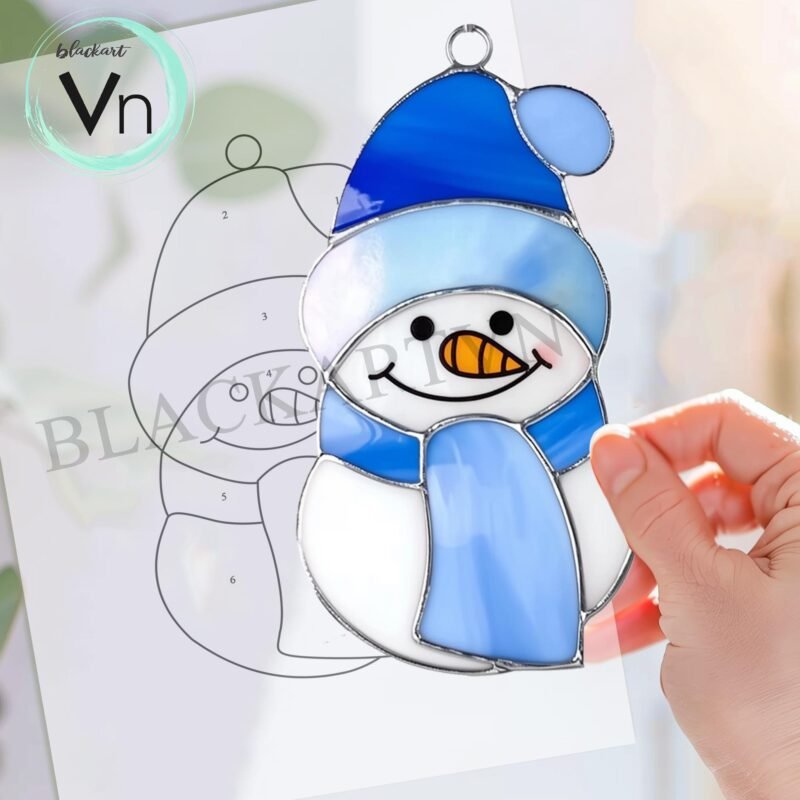 Digital Download Christmas Snowman T02 Stained Glass Pattern   Stained Glass  , Modern Suncatcher, Diy Stained Glass - Image 3