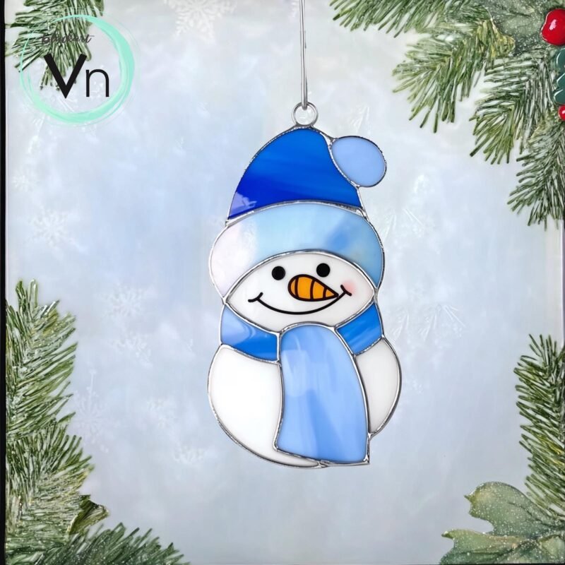 Digital Download Christmas Snowman T02 Stained Glass Pattern   Stained Glass  , Modern Suncatcher, Diy Stained Glass