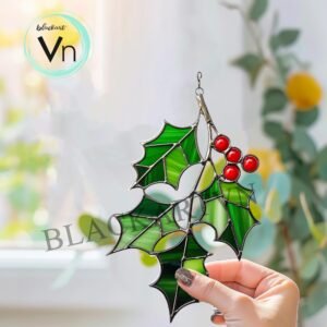 Digital Download Holly Berry Suncatche T01 Stained Glass Pattern, Modern Suncatcher, Diy Stained Glass