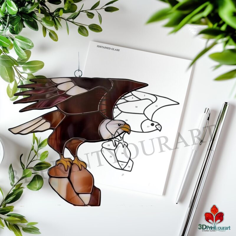 Digital Download  Eagle N03 Stained Glass Pattern | Festive Suncatcher Design | Hobby License Download Bald Eagle stained glass bird - Image 4